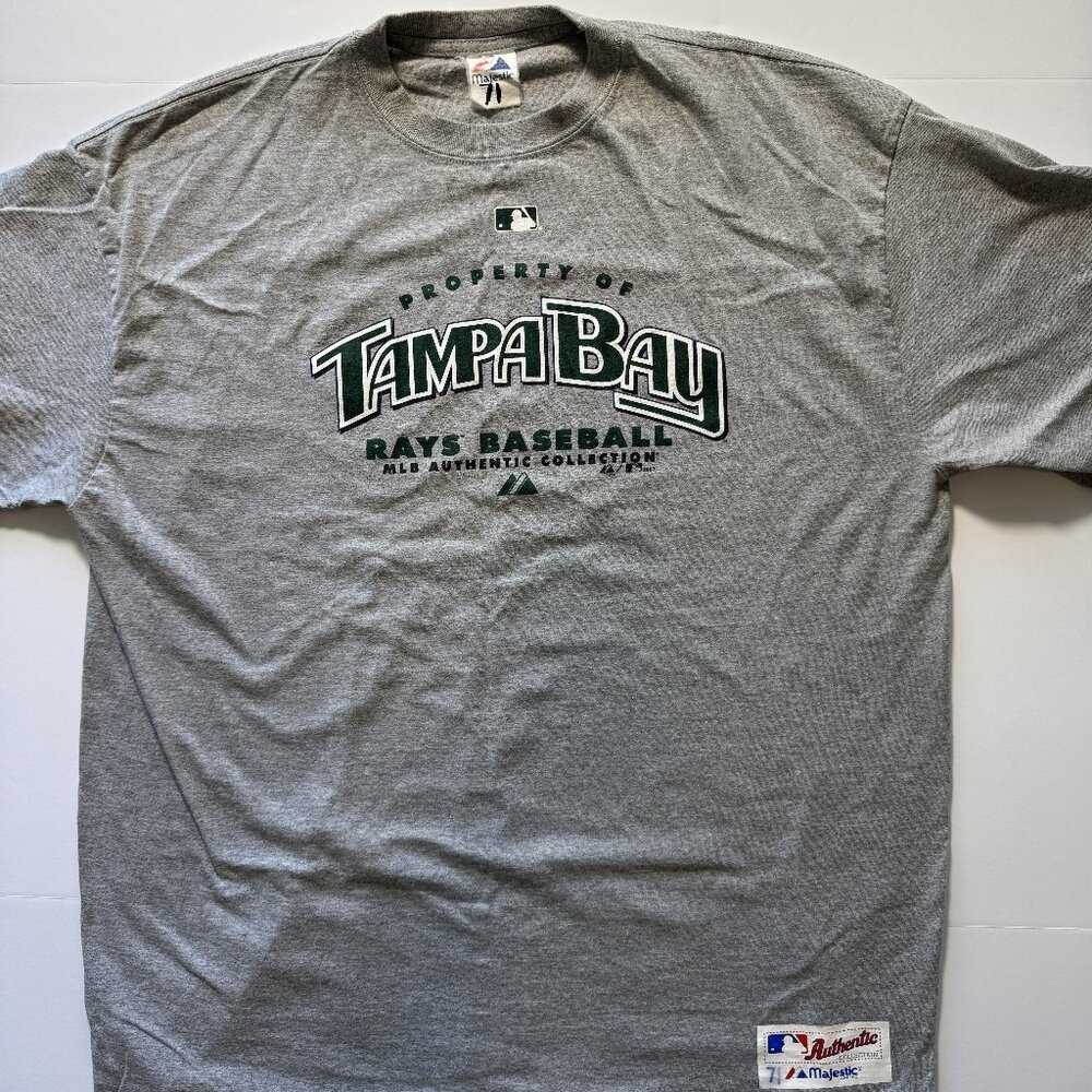 Vintage Y2K 2007 Tampa Bay Rays MLB Majestic Authentic Collection 2XL Gray Shirt
